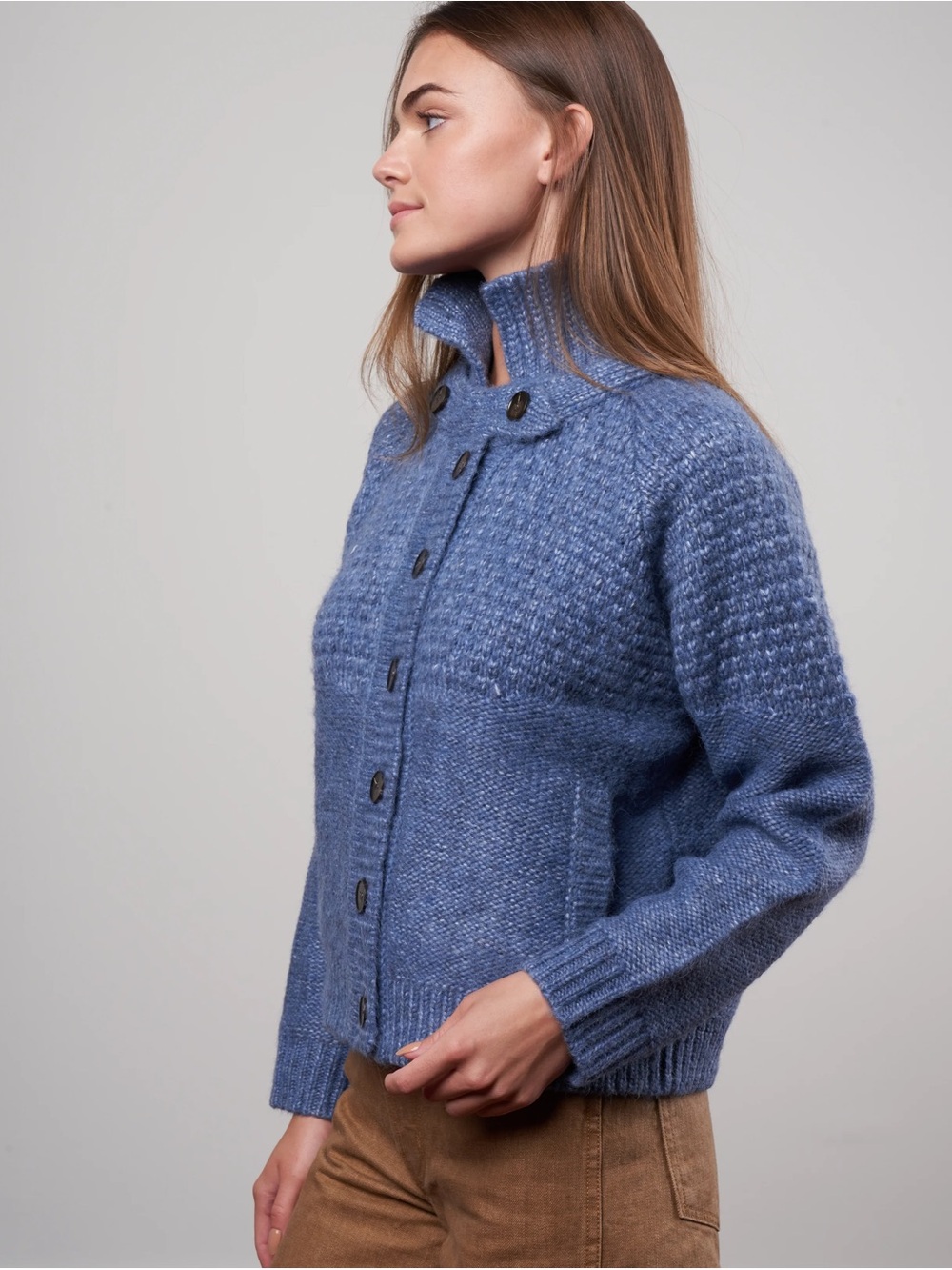 The Great. The Shrunken Hearth Cardigan in Saltwater Blue Size 3 or Large